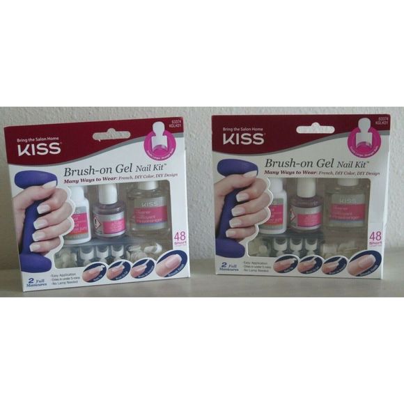 Kiss 63374 KGLK01 Brush-On Gel Nail Kit, 48 Short Length Tips Per Box - Picture 1 of 5
